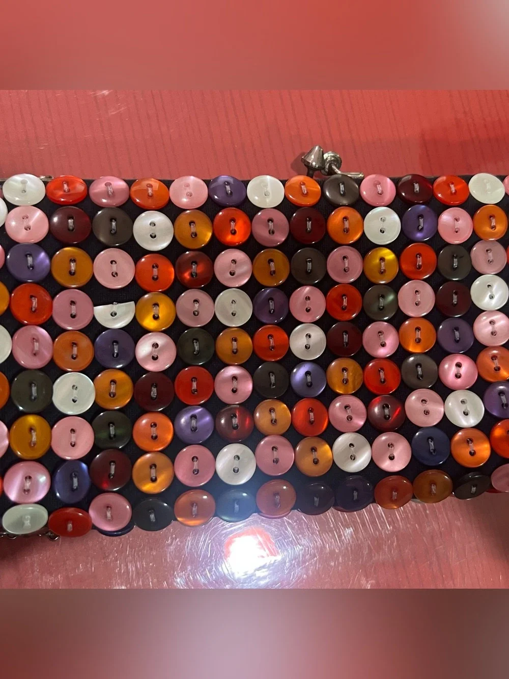 VTG Multicolor Button-Embellished Chain Shoulder Bag